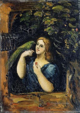 Mujer con loro Paul Cezanne Pinturas al óleo